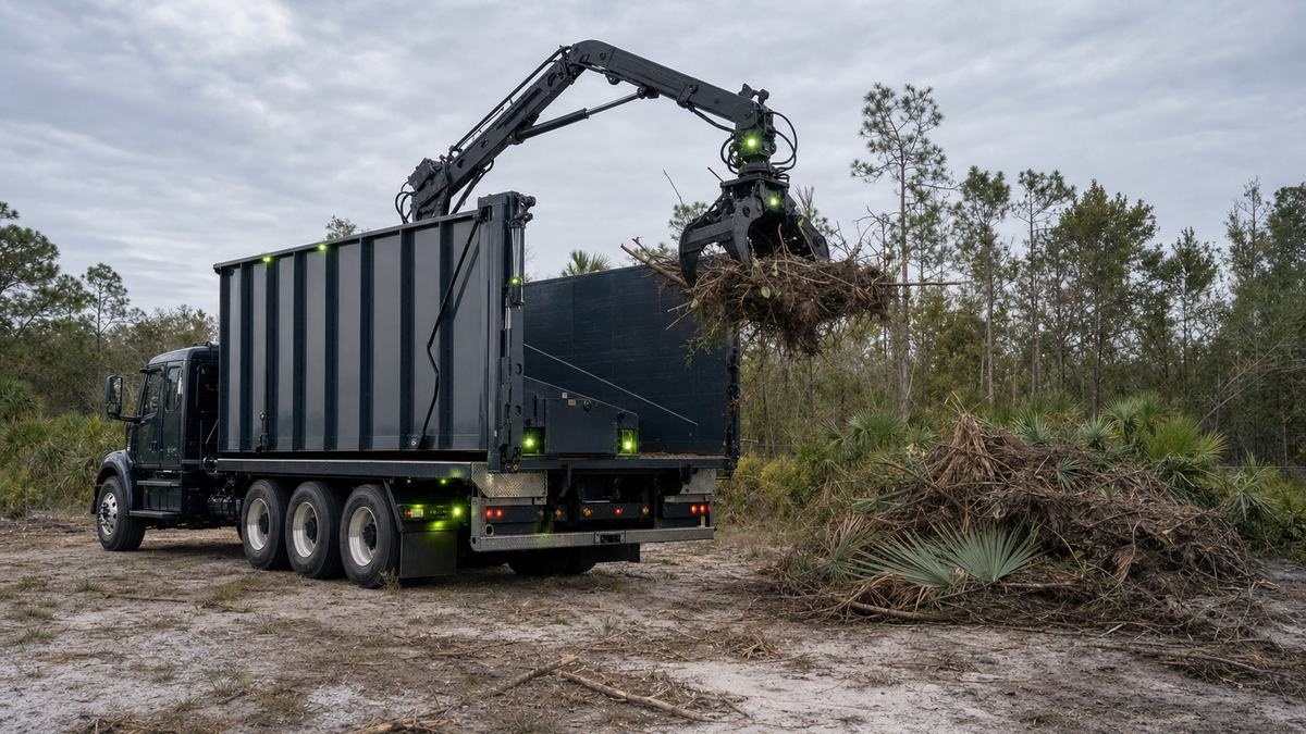 AI-generated image of grapple truck debris removal in Bunnell FL