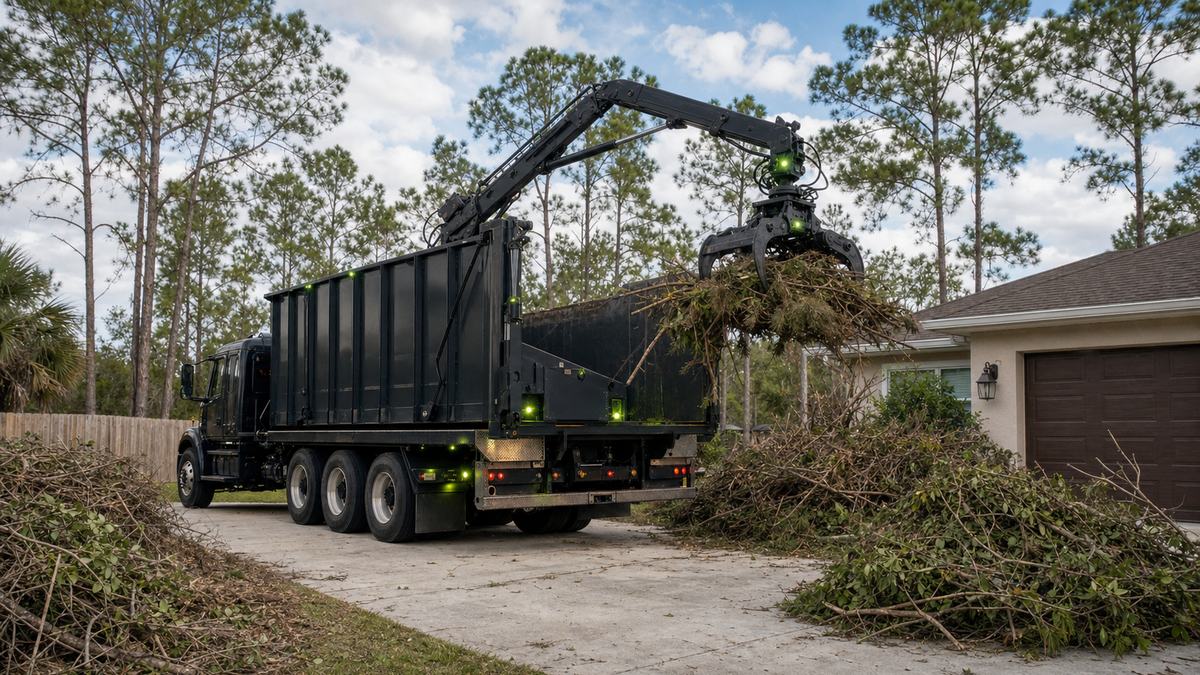 AI-generated image of grapple truck debris removal in Deltona FL