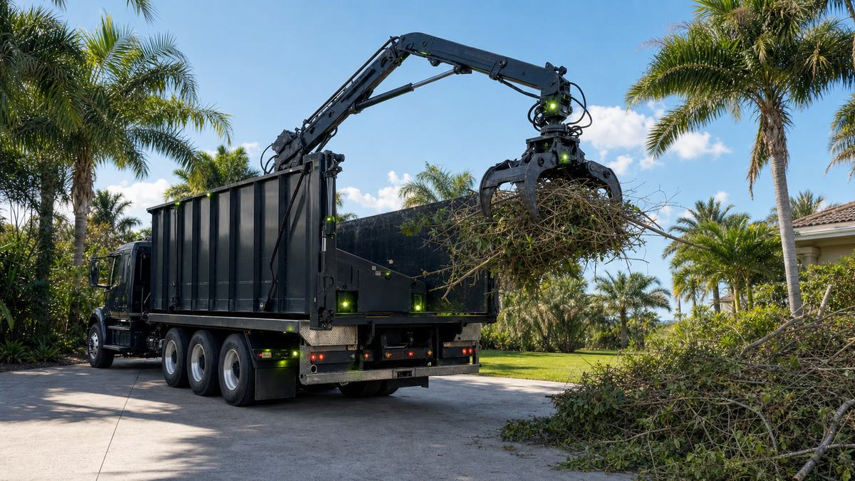 AI-generated image of grapple truck debris removal in Edgewater FL