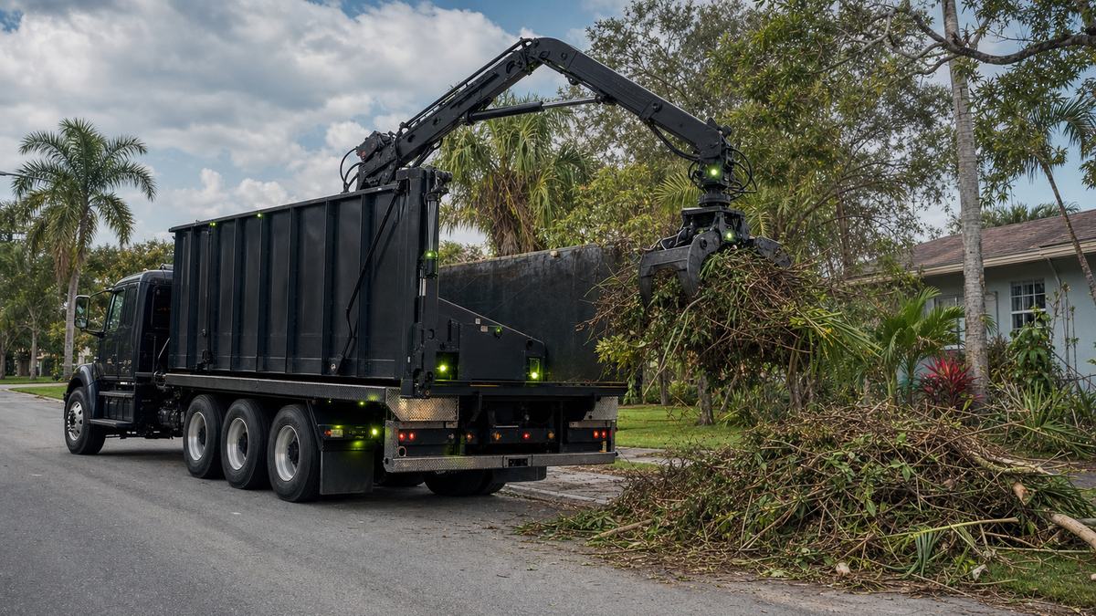 AI-generated image of grapple truck debris removal in Holly Hill FL