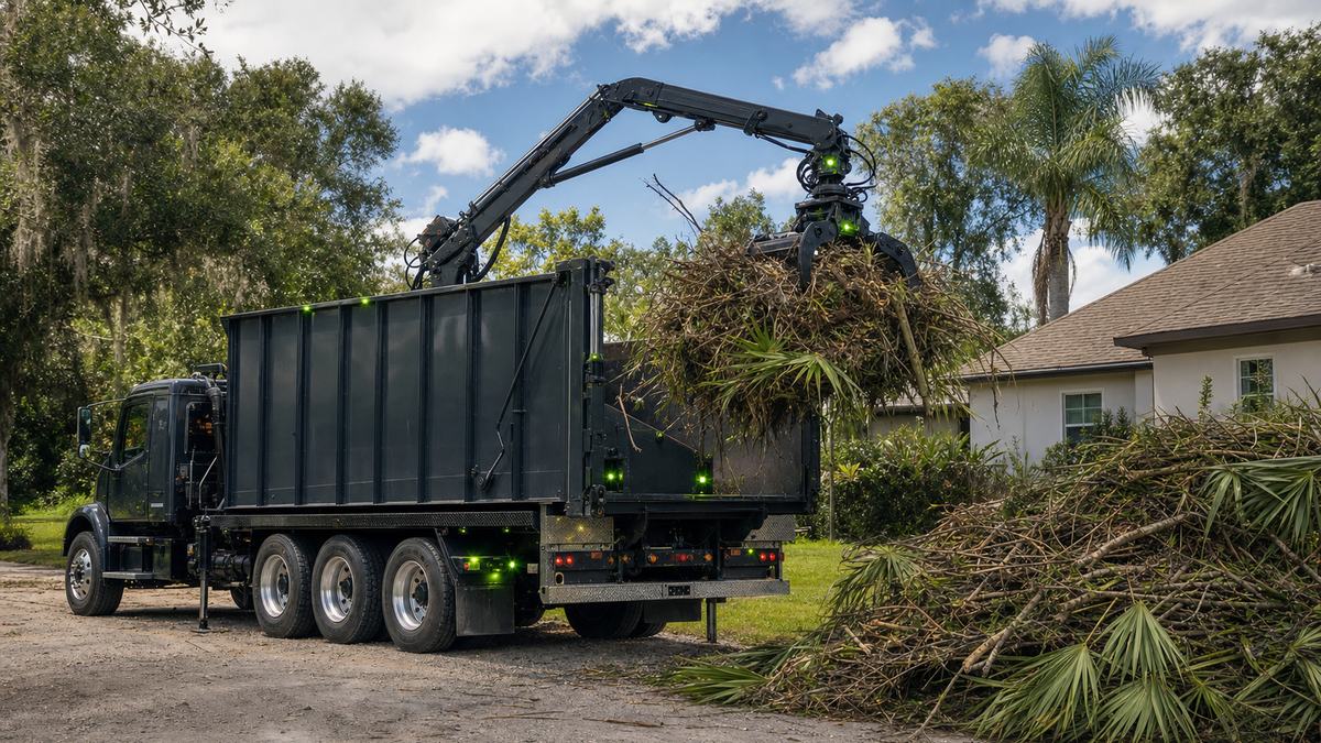 AI-generated image of grapple truck debris removal in Orange City FL