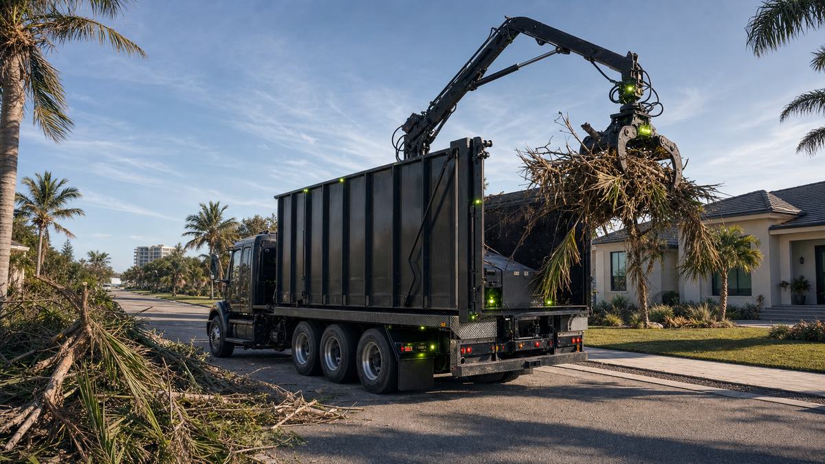 AI-generated image of grapple truck debris removal in Ormond-by-the-Sea FL