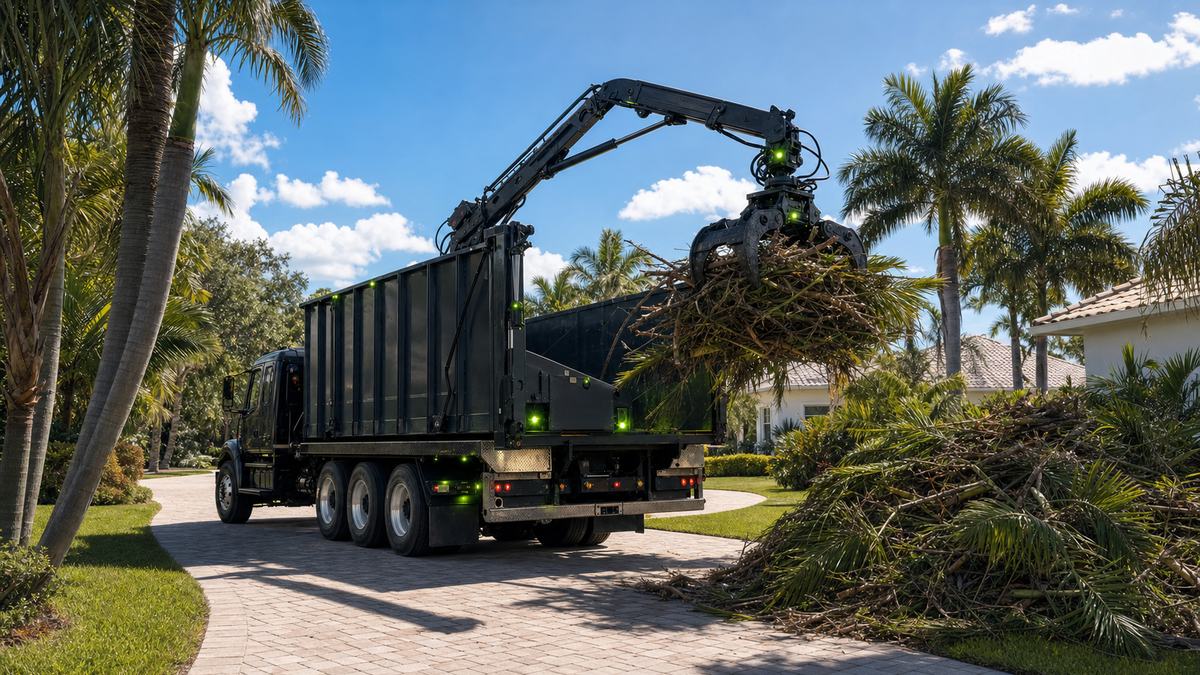 AI-generated image of grapple truck debris removal in Port Orange FL