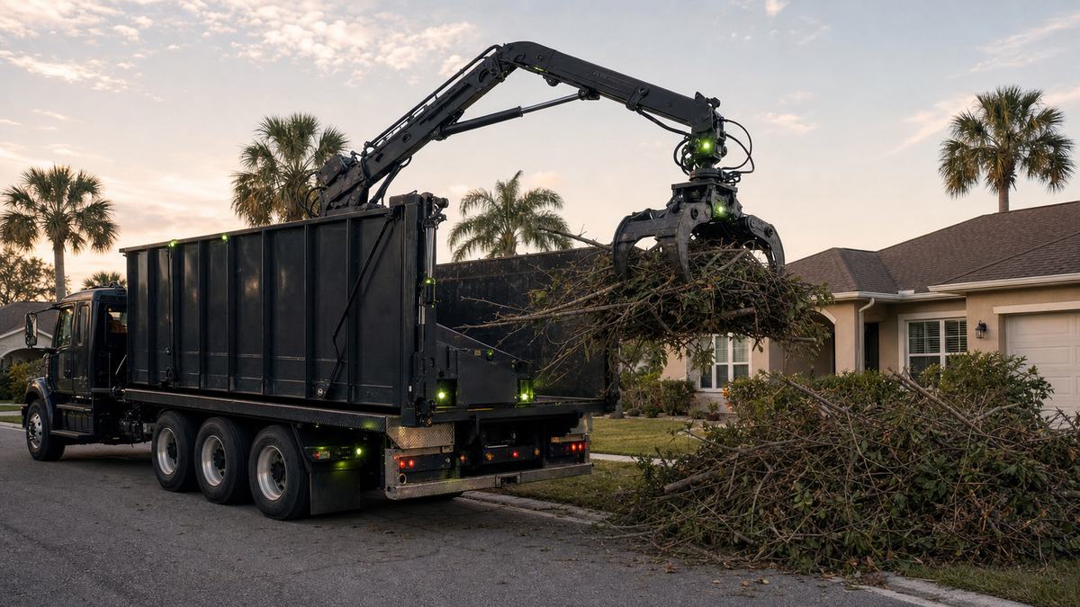 AI-generated image of grapple truck debris removal in South Daytona FL