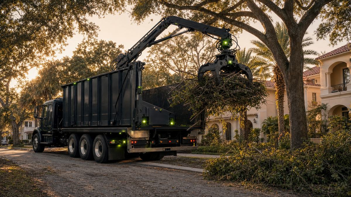 AI-generated image of grapple truck debris removal in St. Augustine FL